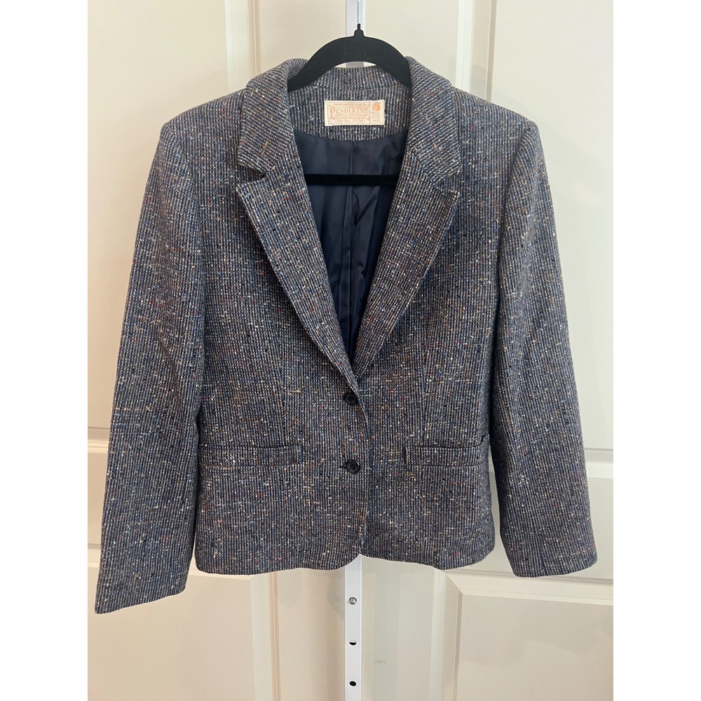 Gorgeous Pendleton Vintage Blue Confetti Tweed Virgin Wool Jacket - Picture 2 of 7